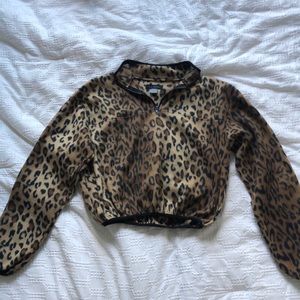 Pacsun Cheetah Zip Up Sweatshirt
